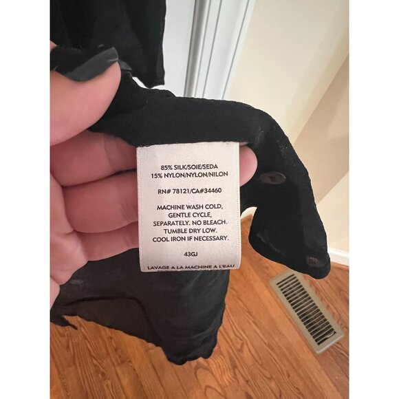 Eileen Fisher Sheer Silk Blend‎ Long Black Cardigan Dress Size M - Picture 4 of 5